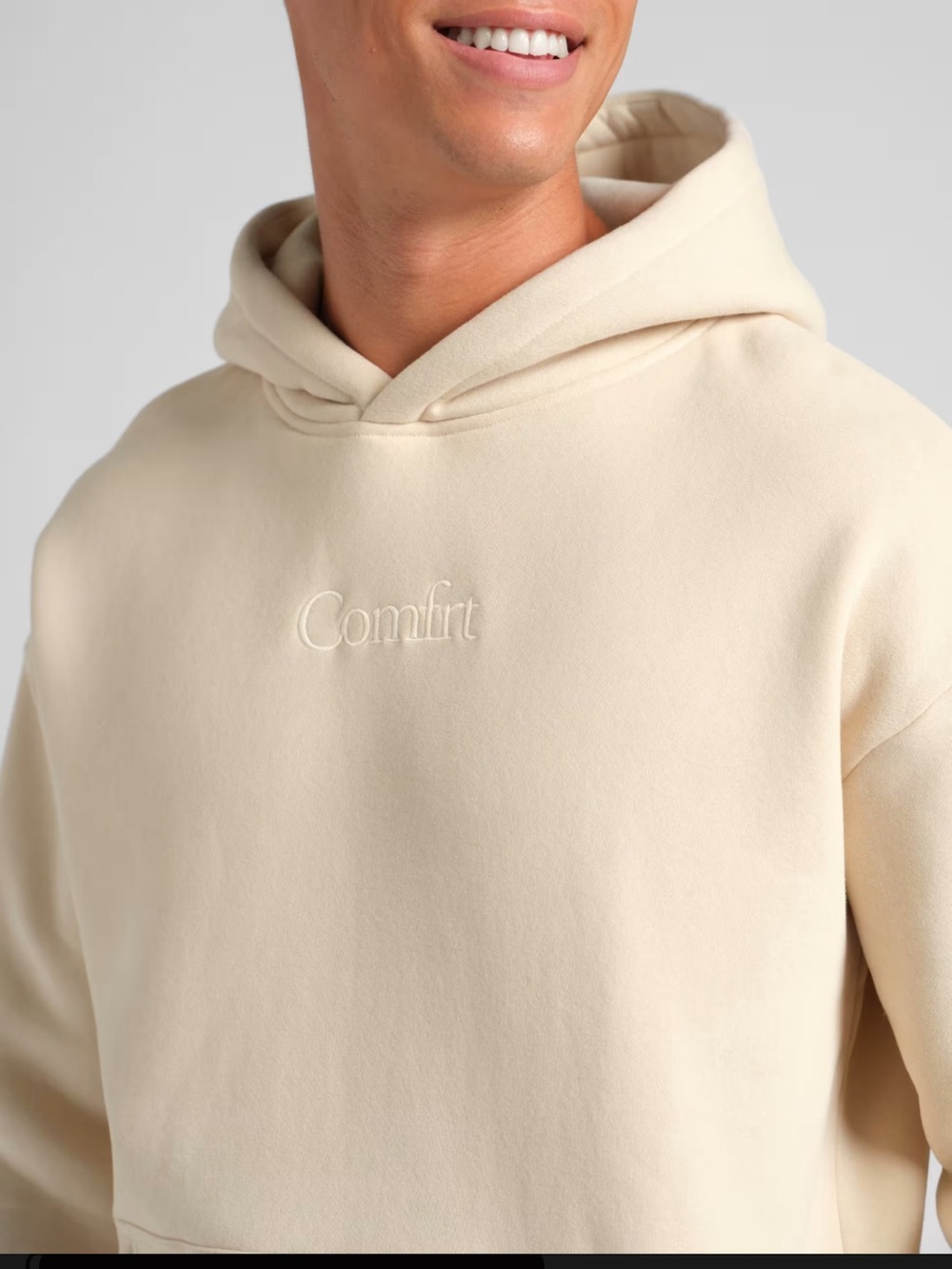 Comfrt Signature Oversized Hoodie Bone Large Unisex NWT Heavyweight Pullover - Picture 14 of 15